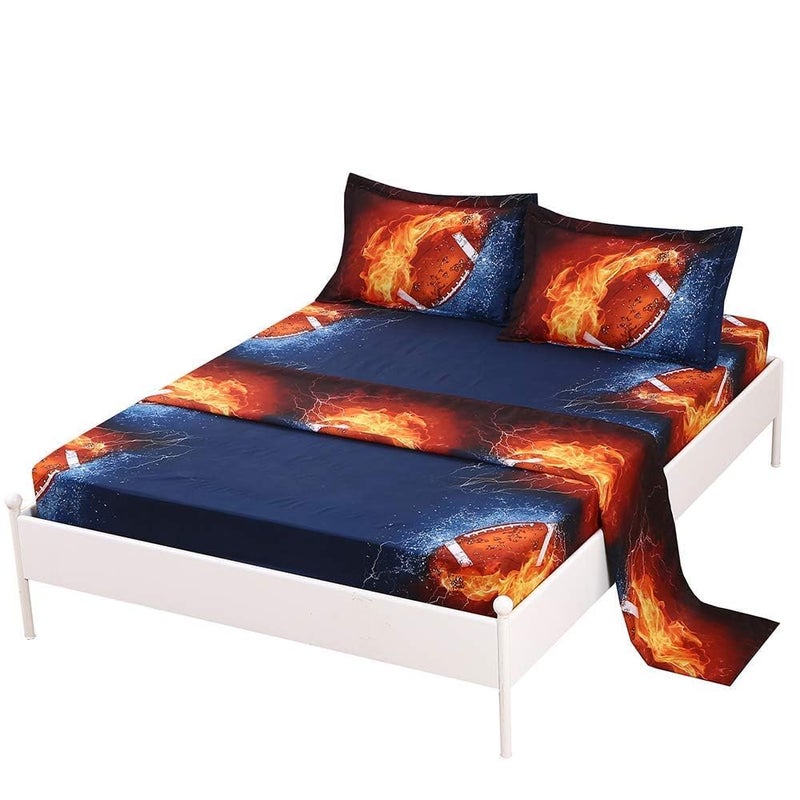 SDIII 4PCS American Football Sheets Twin Set, Soft Microfiber Deep Pocket Sports Sheets Twin for Boys Girls Kids Teens All Season - Image 1